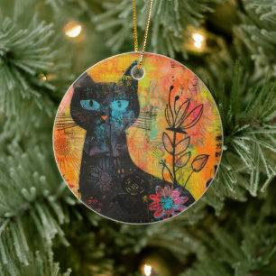 Waterverf  Abstracte Kat (9) Keramisch Ornament