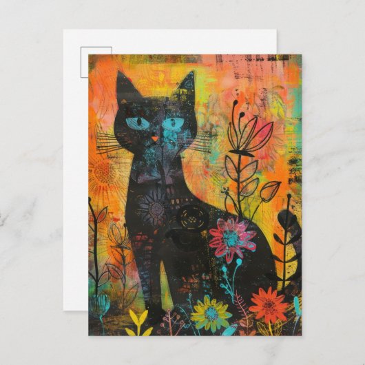 Waterverf Abstracte Kat (9) Uitnodiging Briefkaart (Voorkant / Achterkant)
