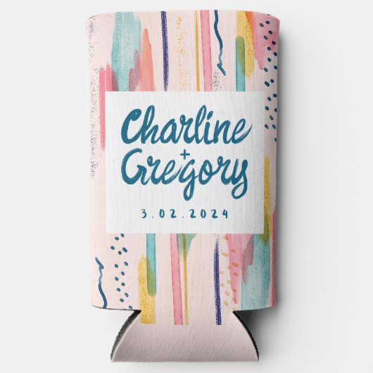 Waterverf Abstracte kleurrijke penseellijnen bruil (Voorkant)