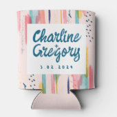 Waterverf Abstracte kleurrijke penseellijnen bruil Blikjeskoeler (Achterkant)