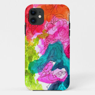 Waterverf abstracte kunst iPhone 11 hoesje