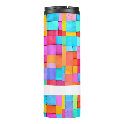Waterverf Abstracte Kunst NAAM Kleurrijke Hip Mod Thermosbeker (Achterkant)