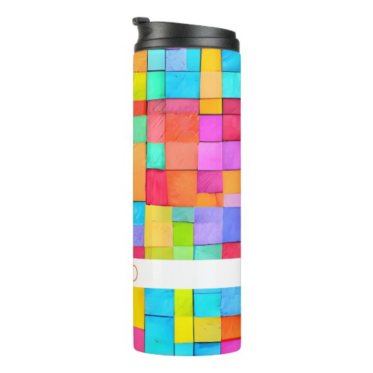 Waterverf Abstracte Kunst NAAM Kleurrijke Hip Mod Thermosbeker (Geroteerd rechts)