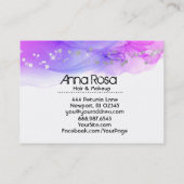 *~* Waterverf Abstracte Magenta Lavender Modern Visitekaartje (Achterkant)