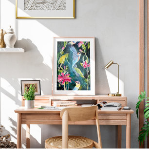 Waterverf Abstracte Mingbird Wall Art Poster