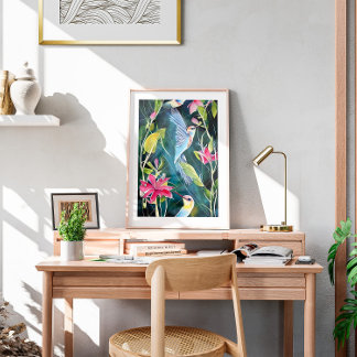 Waterverf Abstracte Mingbird Wall Art Poster