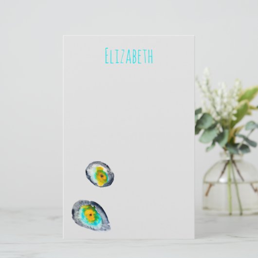 waterverf abstracte oesterschelpen briefpapier (Staand voorkant)