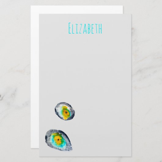 waterverf abstracte oesterschelpen briefpapier (Voorkant / Achterkant)