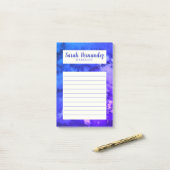 Waterverf Abstracte Paarse boodschappenwinkel Post-it® Notes (Op bureau)