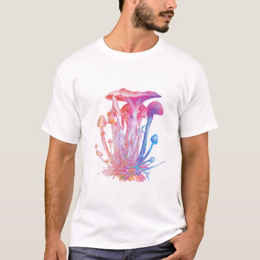 Waterverf Abstracte paddenstoelen T-shirt (Voorkant)