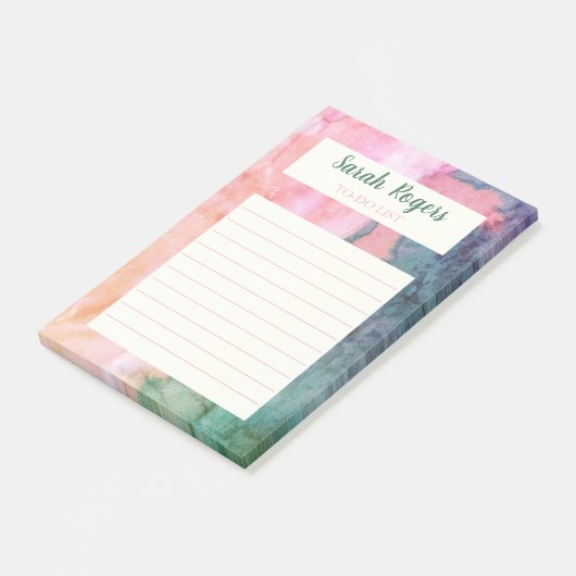 Waterverf Abstracte roze basiswinkel Post-it® Notes (Schuin)