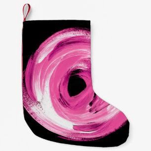 Waterverf abstracte roze draai kleine kerstsok