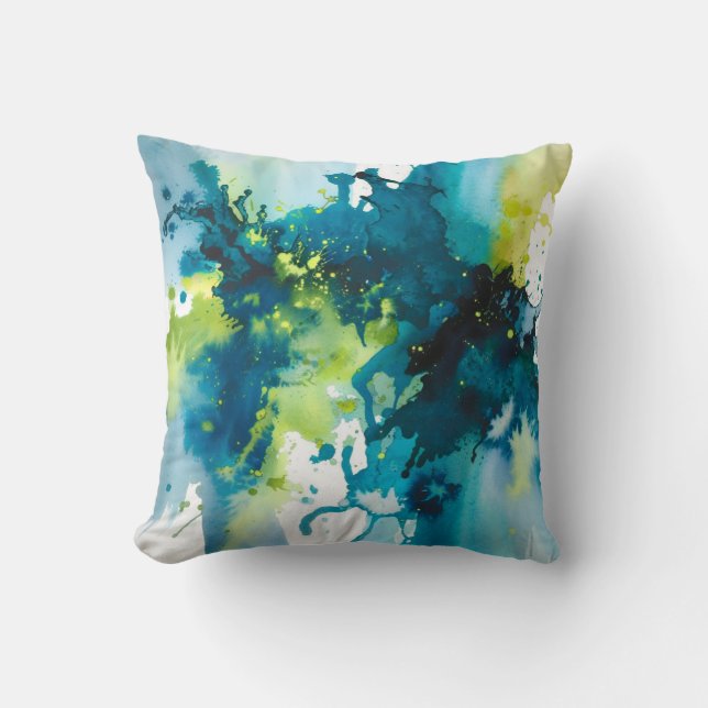 Waterverf Abstracte splash Sierkussen (Voorkant)