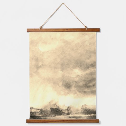 Waterverf abstracte Storm Moonscape Hangend Wandkleed (Voorkant)