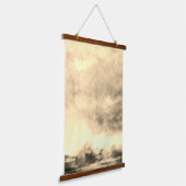 Waterverf abstracte Storm Moonscape Hangend Wandkleed (Gebogen)