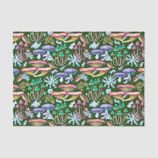 Waterverf Abstracte Wilde Bospaddenstoelen Tissuepapier (Voorkant)