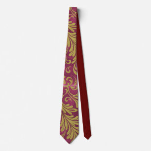 Waterverf Acanthus laat Paarse magenta goud achter Stropdas