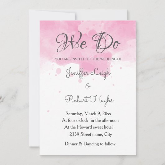 Waterverf achtergrond Romantische bruiloft Kaart (Voorkant)