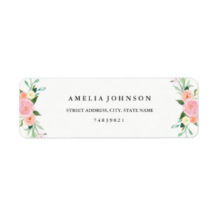 Waterverf adreslabel met wilde bloemen etiket