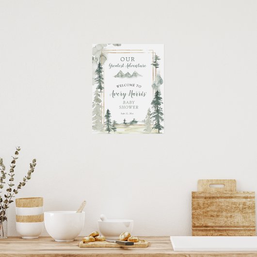 Waterverf Adventure Forest Pine Tree Welcome Sign Poster (Keuken)