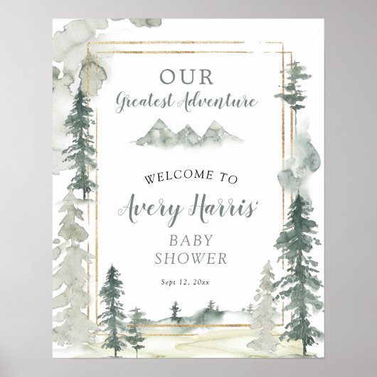 Waterverf Adventure Forest Pine Tree Welcome Sign Poster (Voorkant)