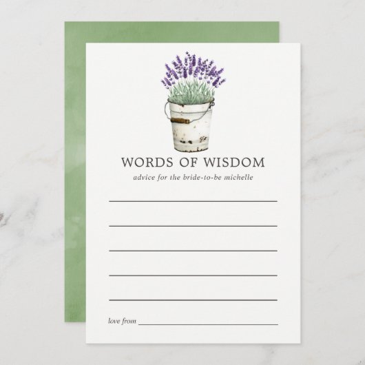 Waterverf Advies Vrijgezellenfeest lavender Kaart (Voorkant / Achterkant)