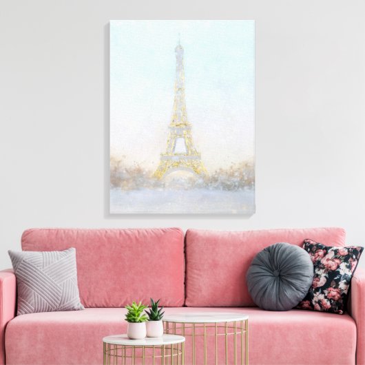 Waterverf | Afbeelding Eiffel Towe Canvas Afdruk (Insitu (Woonkamer))