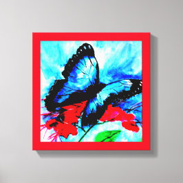 Waterverf afdruk van vlinderkussens canvas afdruk