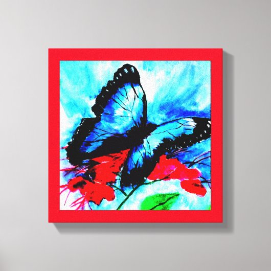 Waterverf afdruk van vlinderkussens canvas afdruk (Voorkant)