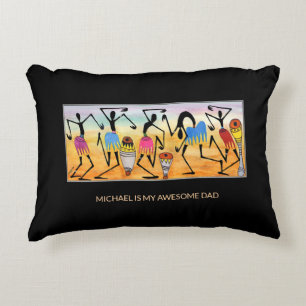 Waterverf, African Art Heart Warming Dance Accent Kussen