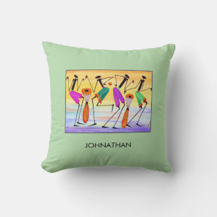 Waterverf, Afrikaanse kunst, geluk uitdrukken Kussen
