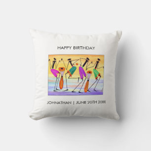 Waterverf, Afrikaanse kunst, geluk uitdrukken Kussen