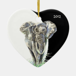 Waterverf Afrikaanse Natuur van olifanten Keramisch Ornament
