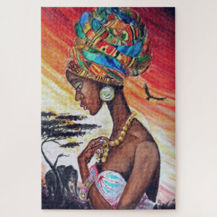 Waterverf - Afrikaanse prinses Legpuzzel