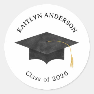 Waterverf afstudeerhoed grad sticker