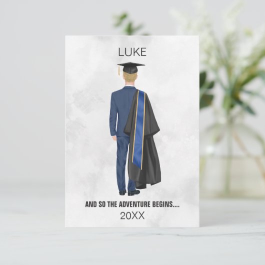 Waterverf Afstuderen Geraad en Pet Kaart Man (Staand voorkant)