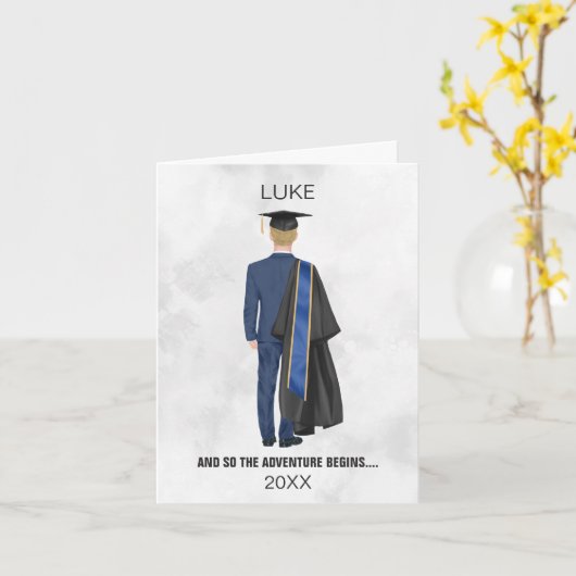 Waterverf Afstuderen Geraad en Pet Kaart Man (Gele Bloem)