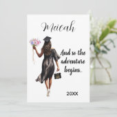 Waterverf Afstuderen Modern Trendy Girl Kaart (Staand voorkant)