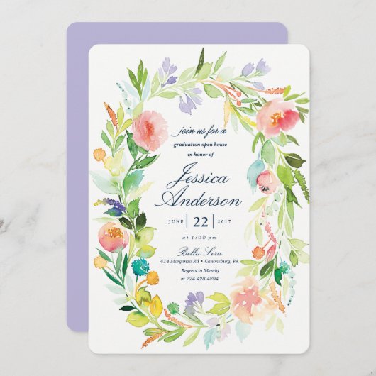 Waterverf Afstuderen Uitnodiging tot openen (Voorkant / Achterkant)