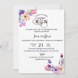 Waterverf Afstuderen van verpleegschool Floral len Kaart