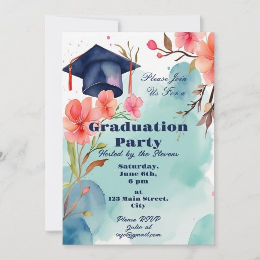 Waterverf Afstuderen viering Kaart (Voorkant)
