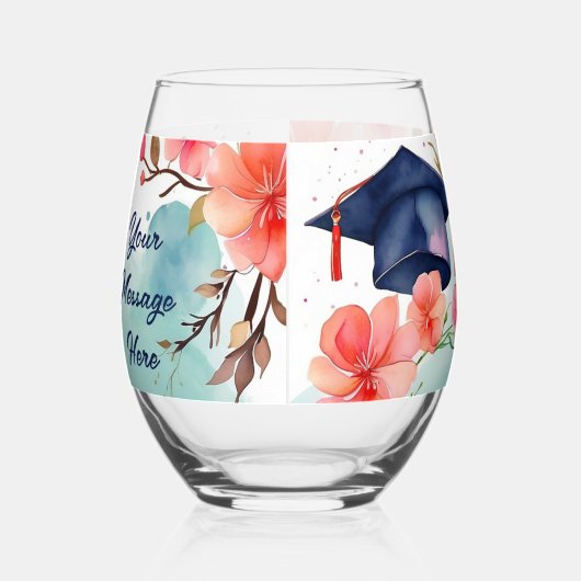 Waterverf Afstuderen viering Wijnglas Zonder Voet (Links)