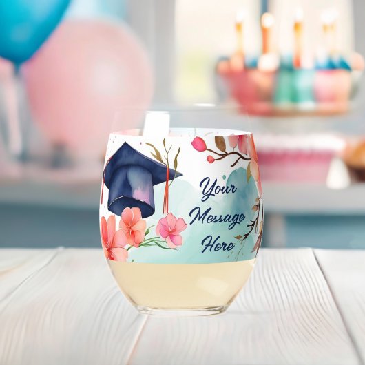 Waterverf Afstuderen viering Wijnglas Zonder Voet (Insitu (Baby Shower))