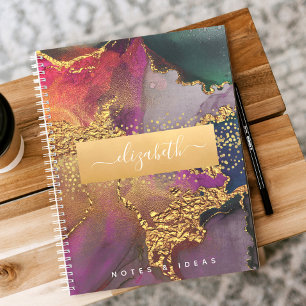 Waterverf Agaat Chic Glam Goud paarse Blauw Groen Notitieboek