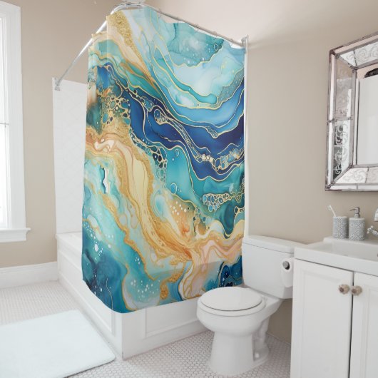 Waterverf Agaat douchegordijn (In situ)