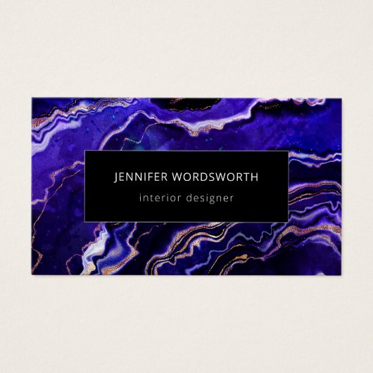 Waterverf Agate Modern Professional Paars Geode Visitekaartje (Voorkant)