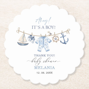 Waterverf Ahoy Het is een baby shower Kartonnen Onderzetters
