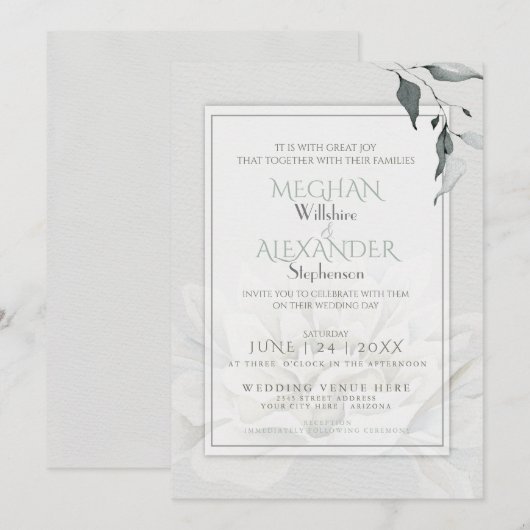 Waterverf Alabaster Dahlia Kaart (Voorkant / Achterkant)