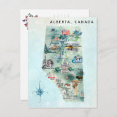 Waterverf Alberta Canada Illustrated Map Art Briefkaart (Voorkant / Achterkant)