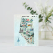 Waterverf Alberta Canada Illustrated Map Art Briefkaart (Staand voorkant)